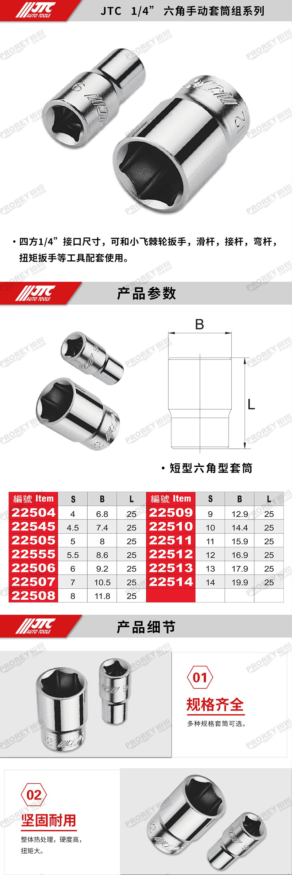 GW-130035386-JTC22504-1-4英寸 手動(dòng)短六角套筒4mm-2