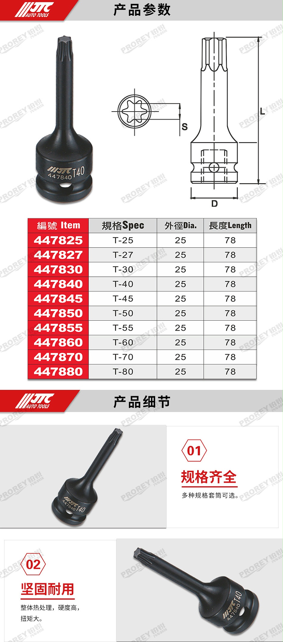 GW-130035411-JTC447825-1-2英寸氣動(dòng)中長(zhǎng)星型凸套筒78L T25-2