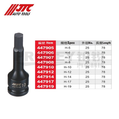 JTC447905 1/2英寸氣動(dòng)中長六角凸套筒