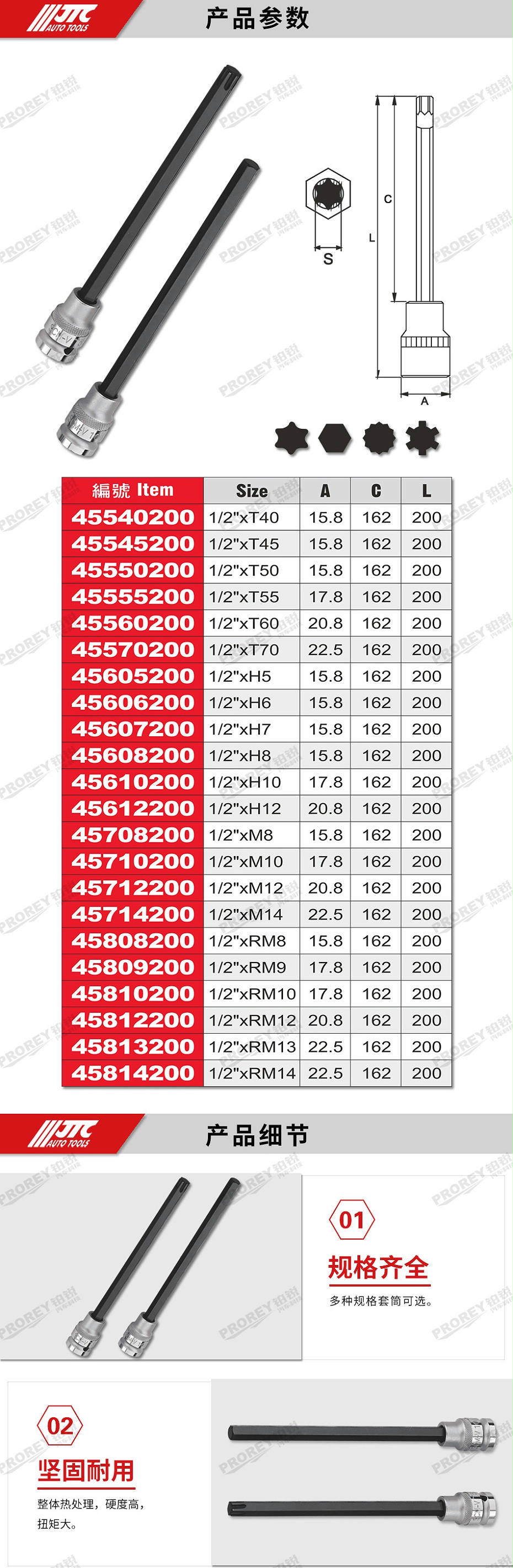 GW-130035415-JTC45540200-200長(zhǎng)凸頭套筒-1-2英寸xT40-2