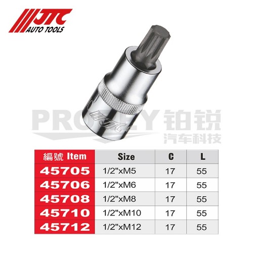 JTC45705 12角凸頭套筒1/2英寸xM5