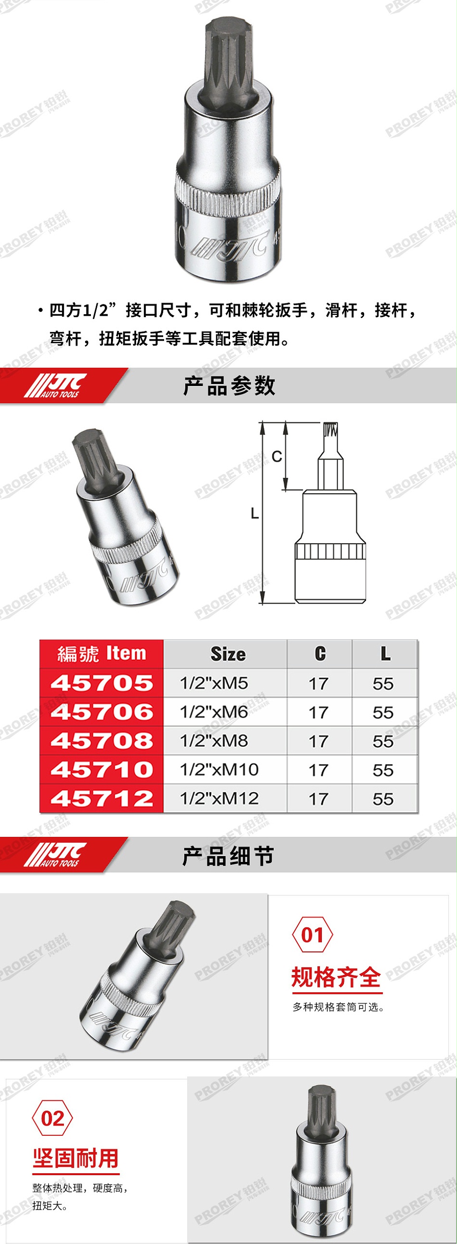 GW-130035404-JTC45705-12角凸頭套筒1-2英寸xM5-2